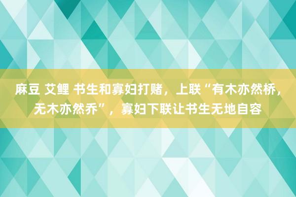 麻豆 艾鲤 书生和寡妇打赌，上联“有木亦然桥，无木亦然乔”，寡妇下联让书生无地自容