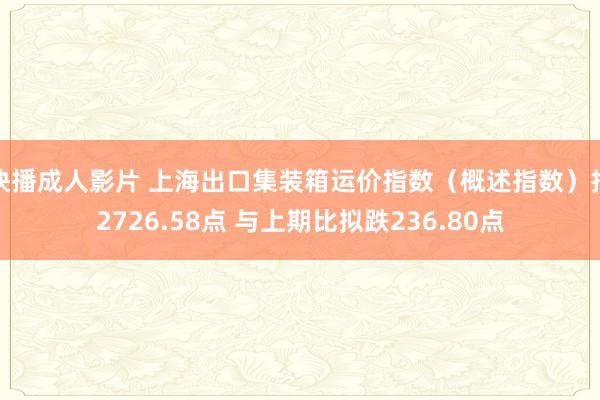 快播成人影片 上海出口集装箱运价指数（概述指数）报2726.58点 与上期比拟跌236.80点