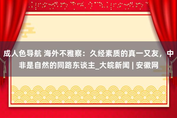 成人色导航 海外不雅察：久经素质的真一又友，中非是自然的同路东谈主_大皖新闻 | 安徽网