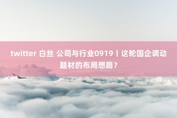 twitter 白丝 公司与行业0919丨这轮国企调动题材的布局想路？