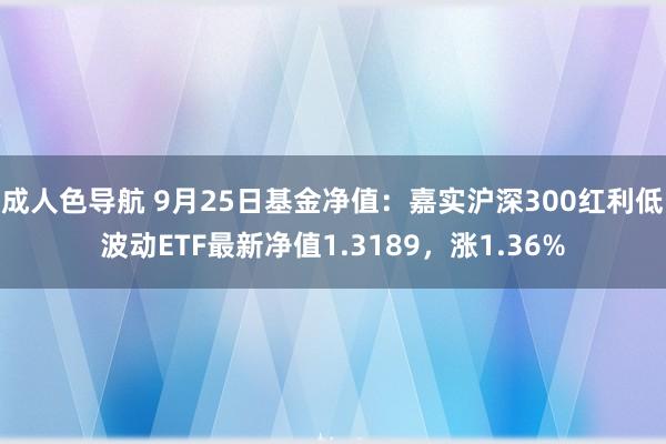 成人色导航 9月25日基金净值：嘉实沪深300红利低波动ETF最新净值1.3189，涨1.36%