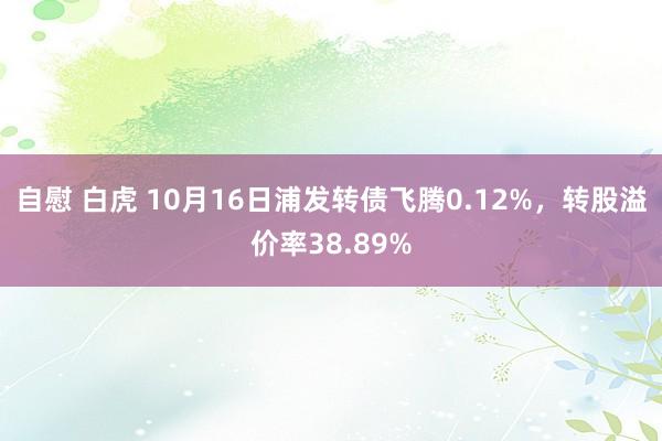 自慰 白虎 10月16日浦发转债飞腾0.12%，转股溢价率38.89%