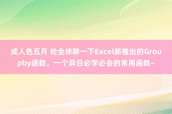 成人色五月 给全球聊一下Excel新推出的Groupby函数，一个异日必学必会的常用函数~