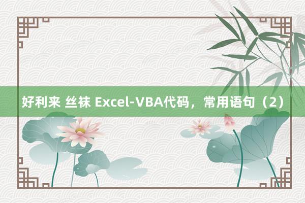 好利来 丝袜 Excel-VBA代码，常用语句（2）