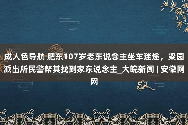 成人色导航 肥东107岁老东说念主坐车迷途，梁园派出所民警帮其找到家东说念主_大皖新闻 | 安徽网