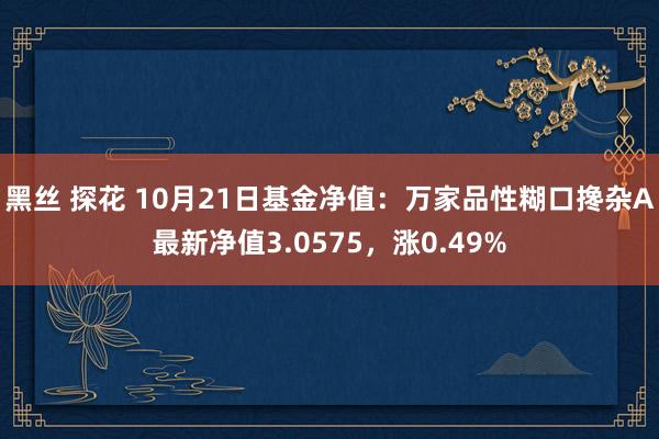 黑丝 探花 10月21日基金净值：万家品性糊口搀杂A最新净值3.0575，涨0.49%