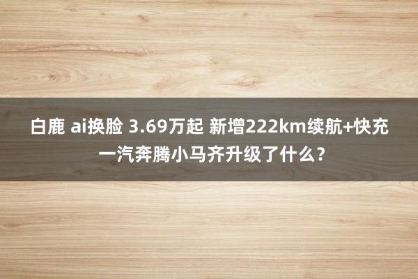 白鹿 ai换脸 3.69万起 新增222km续航+快充 一汽奔腾小马齐升级了什么？