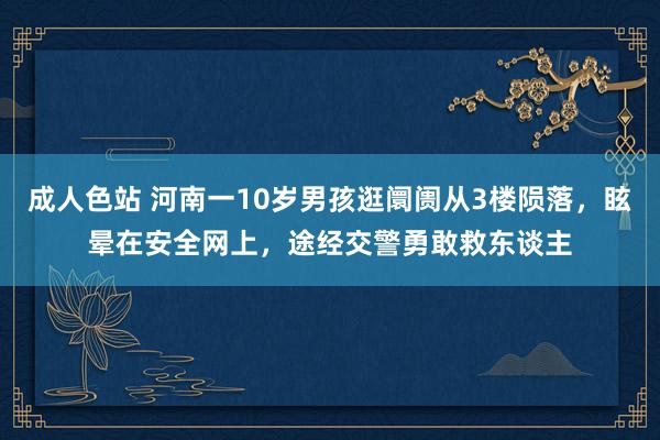 成人色站 河南一10岁男孩逛阛阓从3楼陨落，眩晕在安全网上，途经交警勇敢救东谈主