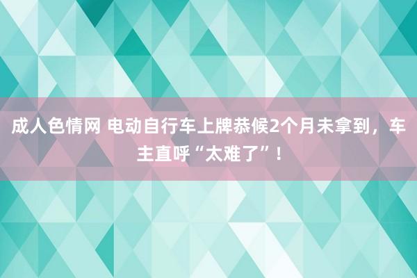 成人色情网 电动自行车上牌恭候2个月未拿到，车主直呼“太难了”！