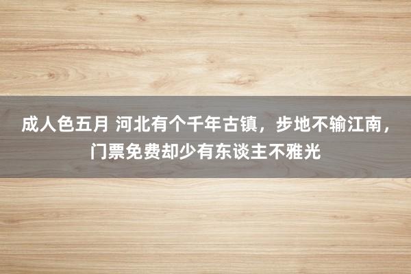 成人色五月 河北有个千年古镇，步地不输江南，门票免费却少有东谈主不雅光