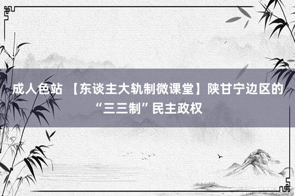 成人色站 【东谈主大轨制微课堂】陕甘宁边区的“三三制”民主政权