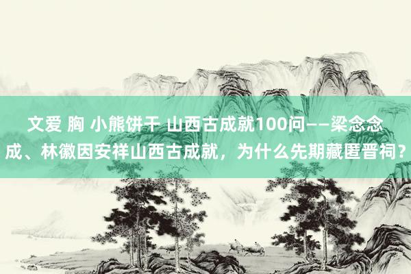 文爱 胸 小熊饼干 山西古成就100问——梁念念成、林徽因安祥山西古成就，为什么先期藏匿晋祠？