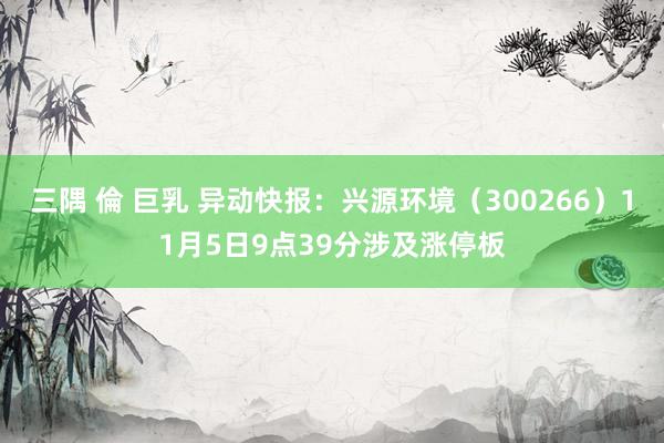 三隅 倫 巨乳 异动快报：兴源环境（300266）11月5日9点39分涉及涨停板