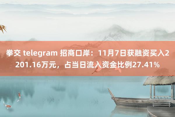 拳交 telegram 招商口岸：11月7日获融资买入2201.16万元，占当日流入资金比例27.41%