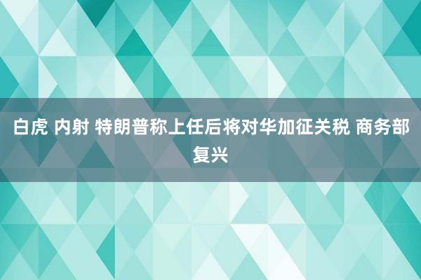 白虎 内射 特朗普称上任后将对华加征关税 商务部复兴