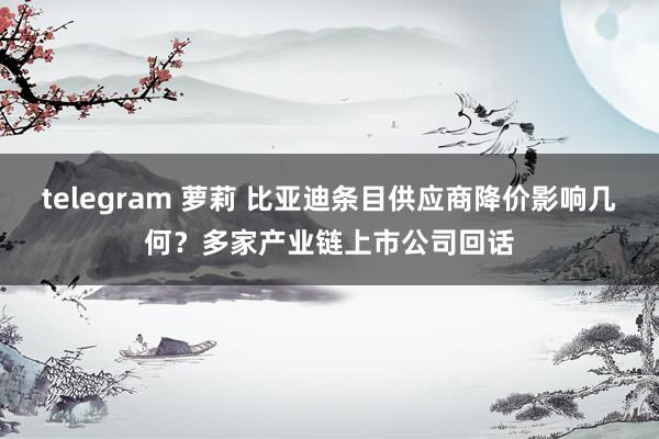 telegram 萝莉 比亚迪条目供应商降价影响几何？多家产业链上市公司回话