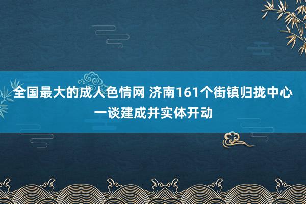 全国最大的成人色情网 济南161个街镇归拢中心一谈建成并实体开动