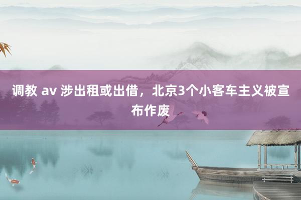 调教 av 涉出租或出借，北京3个小客车主义被宣布作废