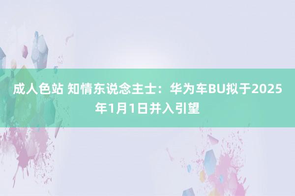 成人色站 知情东说念主士：华为车BU拟于2025年1月1日并入引望