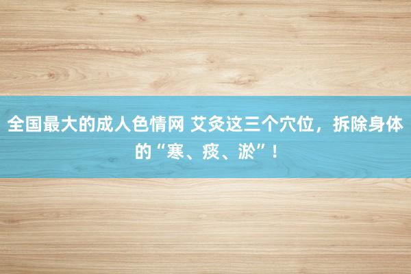 全国最大的成人色情网 艾灸这三个穴位，拆除身体的“寒、痰、淤”！