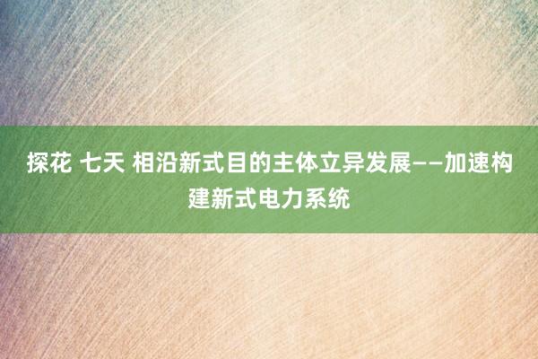 探花 七天 相沿新式目的主体立异发展——加速构建新式电力系统