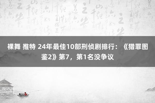 裸舞 推特 24年最佳10部刑侦剧排行：《猎罪图鉴2》第7，第1名没争议