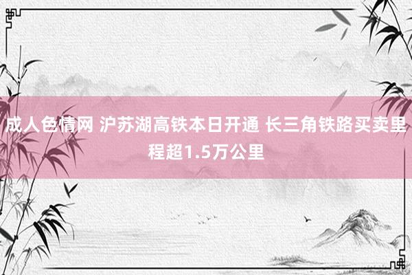 成人色情网 沪苏湖高铁本日开通 长三角铁路买卖里程超1.5万公里