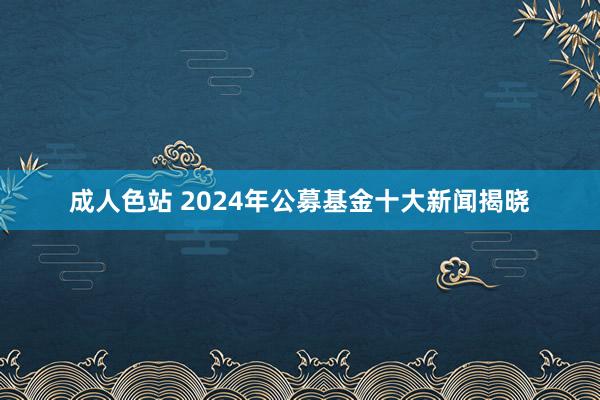 成人色站 2024年公募基金十大新闻揭晓