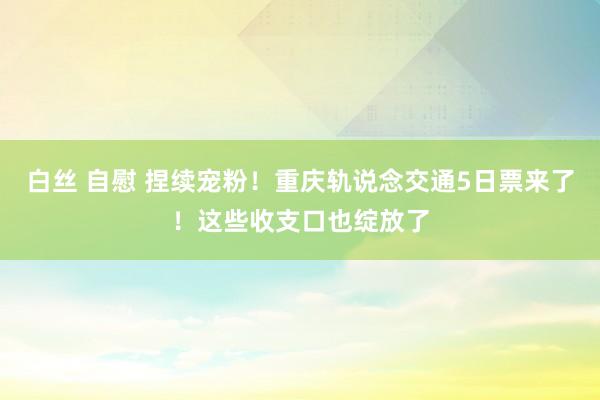 白丝 自慰 捏续宠粉！重庆轨说念交通5日票来了！这些收支口也绽放了