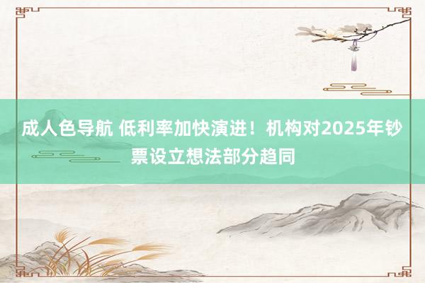 成人色导航 低利率加快演进！机构对2025年钞票设立想法部分趋同