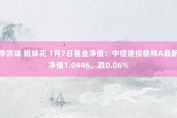 李宗瑞 姐妹花 1月7日基金净值：中信建投稳祥A最新净值1.0446，跌0.06%